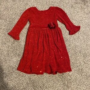 Youngland Sparkling Red Formal Dress with Floral Detail